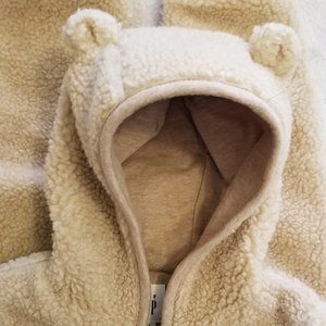 Baby Gap Hooded Sherpa One Piece Winter Coat Snowsuit Bodysuit Tan 6-12 M